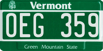VT license plate OEG359