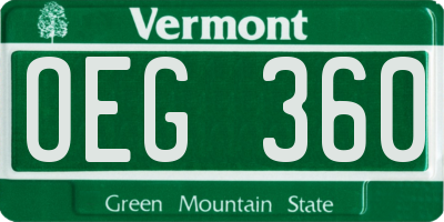 VT license plate OEG360