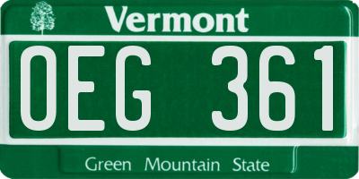 VT license plate OEG361