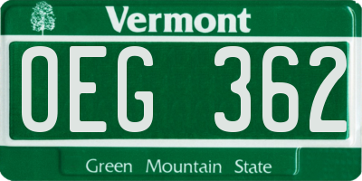 VT license plate OEG362