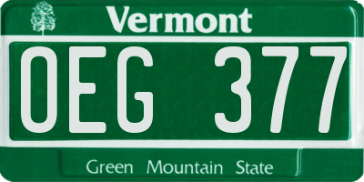 VT license plate OEG377