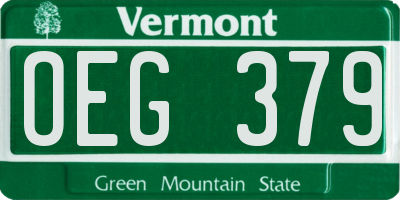 VT license plate OEG379