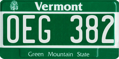 VT license plate OEG382