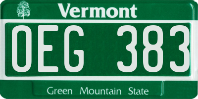 VT license plate OEG383