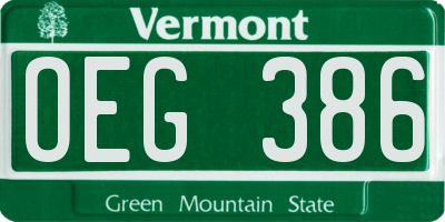 VT license plate OEG386