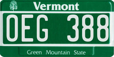 VT license plate OEG388