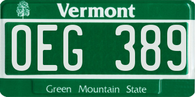 VT license plate OEG389