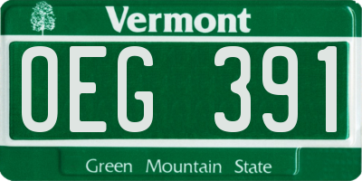 VT license plate OEG391