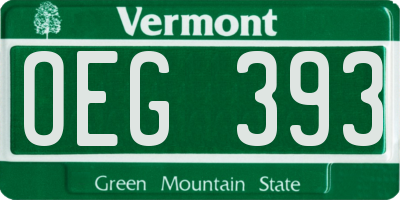 VT license plate OEG393