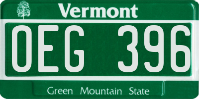 VT license plate OEG396