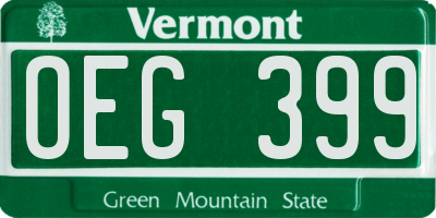 VT license plate OEG399