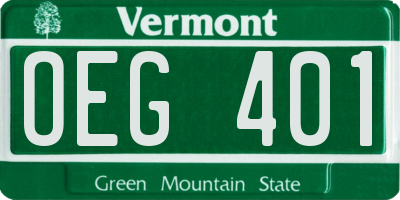 VT license plate OEG401