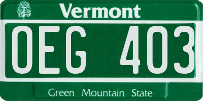 VT license plate OEG403