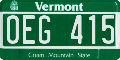 VT license plate OEG415
