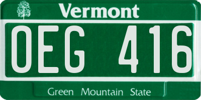 VT license plate OEG416