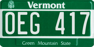 VT license plate OEG417
