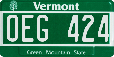 VT license plate OEG424