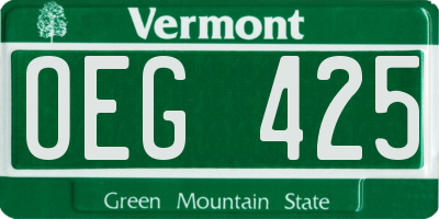 VT license plate OEG425