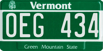VT license plate OEG434