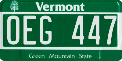 VT license plate OEG447