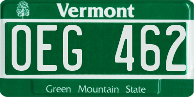 VT license plate OEG462