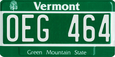 VT license plate OEG464