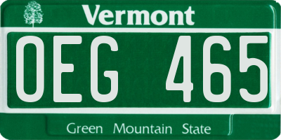 VT license plate OEG465
