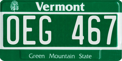 VT license plate OEG467