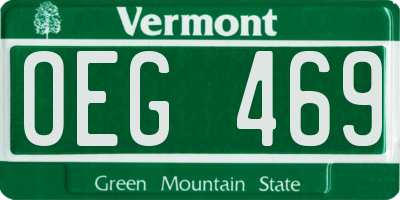 VT license plate OEG469
