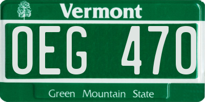 VT license plate OEG470