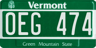 VT license plate OEG474