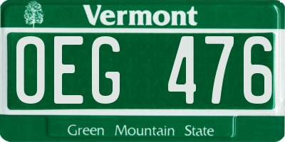 VT license plate OEG476