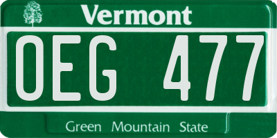 VT license plate OEG477