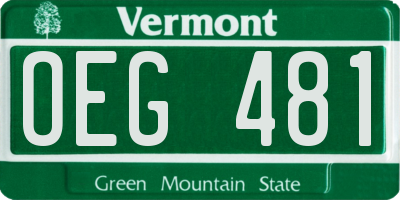 VT license plate OEG481