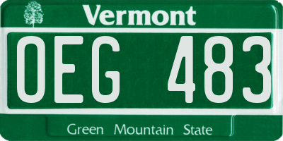 VT license plate OEG483