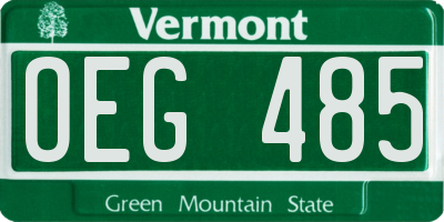 VT license plate OEG485