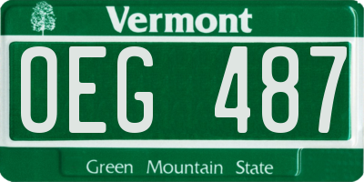 VT license plate OEG487