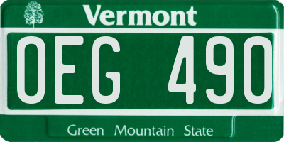 VT license plate OEG490