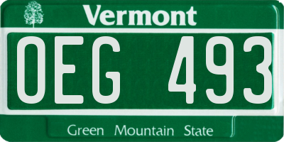 VT license plate OEG493