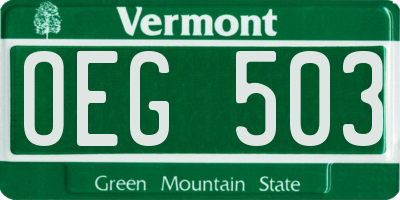 VT license plate OEG503