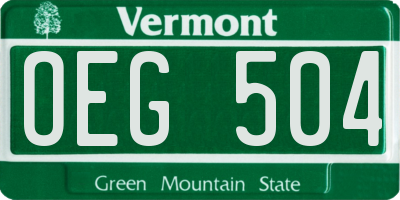 VT license plate OEG504