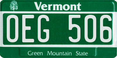 VT license plate OEG506