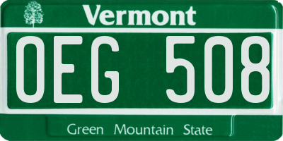 VT license plate OEG508