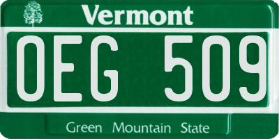 VT license plate OEG509