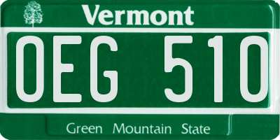 VT license plate OEG510