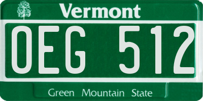 VT license plate OEG512