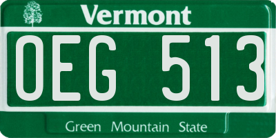 VT license plate OEG513