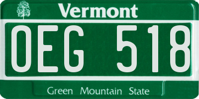 VT license plate OEG518