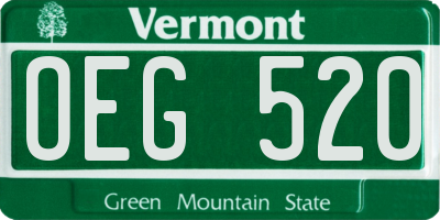 VT license plate OEG520