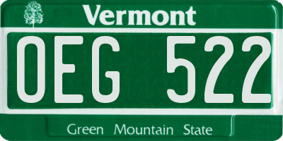 VT license plate OEG522